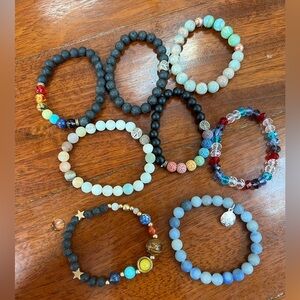8 piece lot of lava bead bracelets and others
